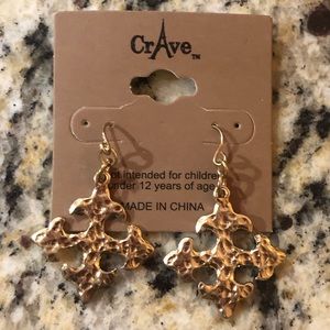 🔥5/$50 CrAve Greek Cross Antique-Style Goldtone Textured Earrings
